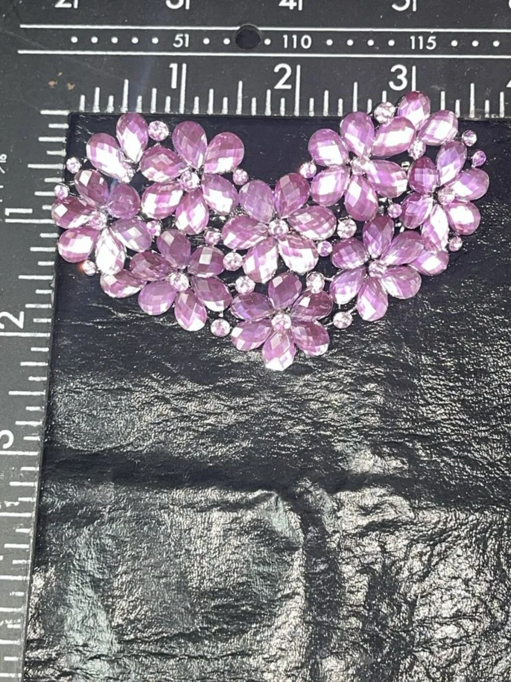 Large Heart Shaped  Flower Crystal Hair Clip Purple Fashion Accessory Jewelry